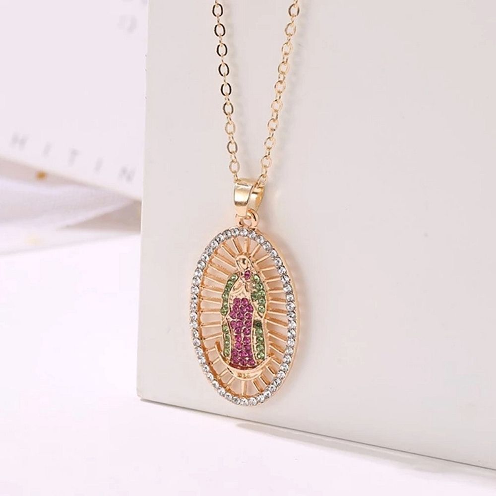 Mother Mary Crystal Pendant Necklace - Picture 1 of 7